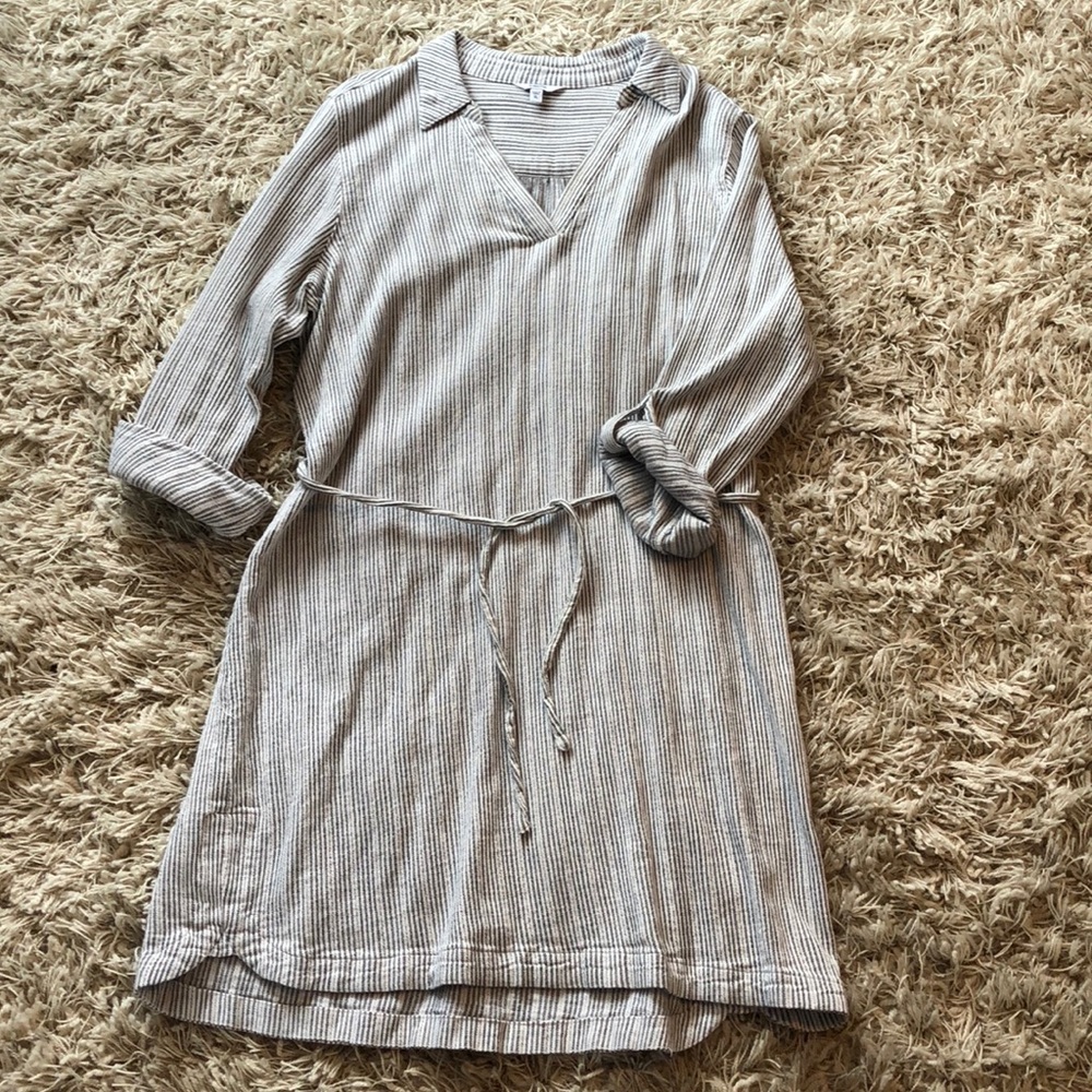 Gray and White midi-dress